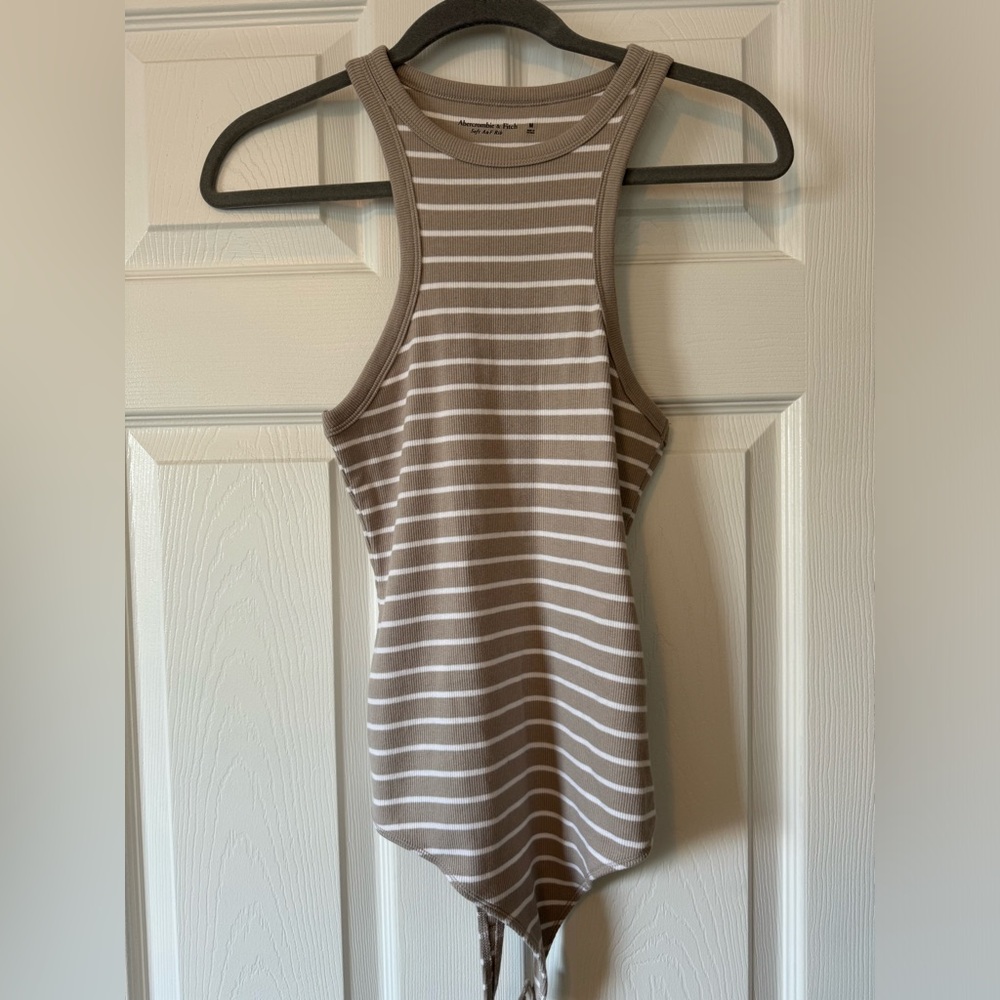 Abercrombie & Fitch Striped Bodysuit in Brown and White